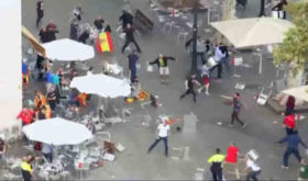 არეულობა ბარსელონაში - კატალონიის დამოუკიდებლობის მომხრეებმა და მოწინააღმდეგეებმა ერთმანეთს სკამები ესროლეს - ვიდეო