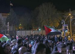 სტამბოლში აშშ-ს საელჩოსთან ისრაელის დროშა დაწვეს