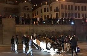 ორთაჭალაში მანქანა ამოტრიალდა