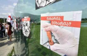 "გახარია, გიხარია?" - ავტოკოლონა შსს-ს შენობას მიადგა