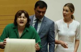 პარლამენტის ფოიეში ადა მარშანიასა და თინა ბოკუჩავას შორის შელაპარაკება მოხდა