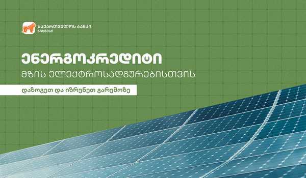 საქართველოს ბანკის ენერგოკრედიტი მზის ელექტროსადგურებისთვის