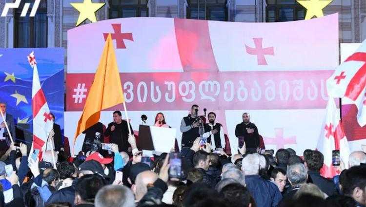 აქცია რუსთაველზე საქართველოს ჰიმნით დასრულდა
