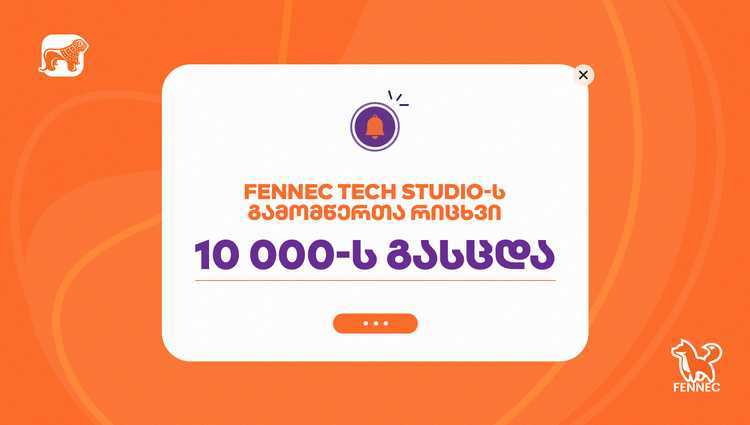 საქართველოს ბანკის მიერ მხარდაჭერილ Fennec Tech Studio-ს გამომწერთა რიცხვმა 10 000-ს გადააჭარბა